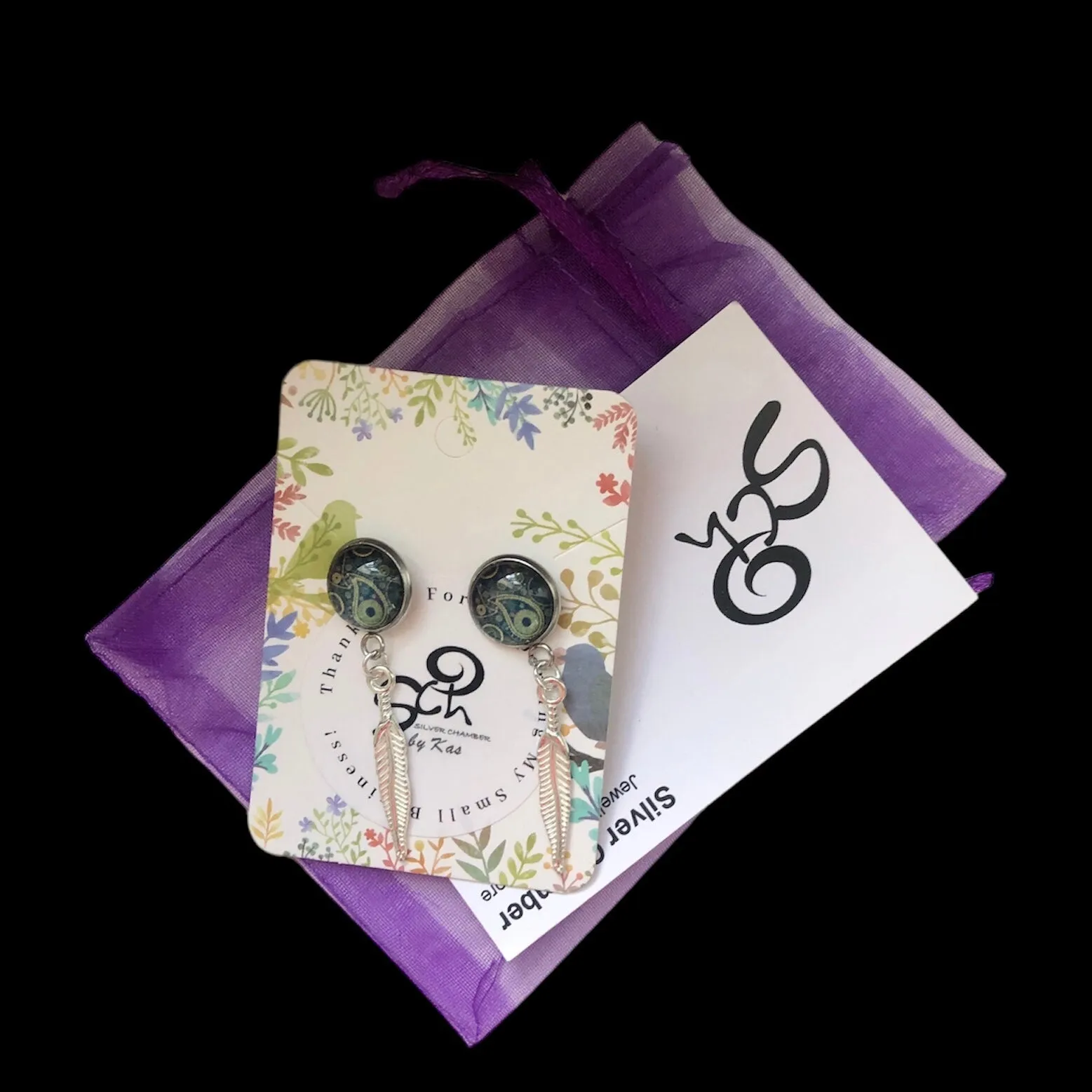 Feathers Silver plated Stud Earrings