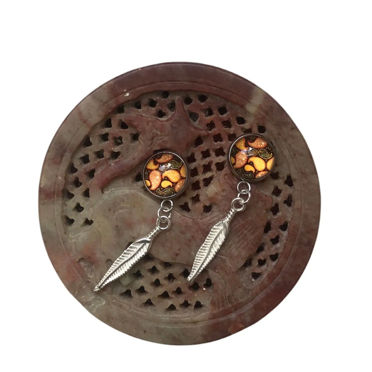 Feathers Silver plated Stud Earrings