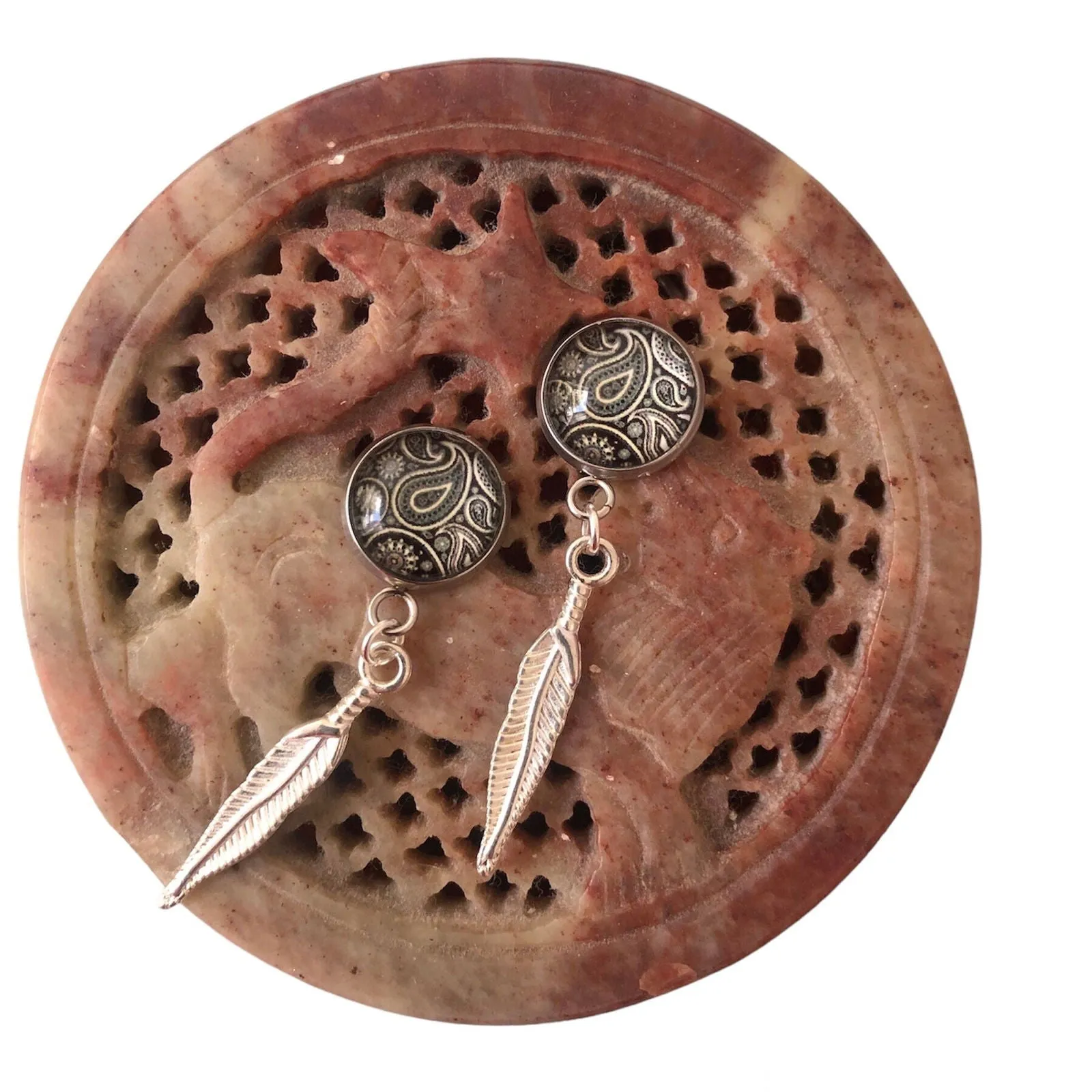 Feathers Silver plated Stud Earrings