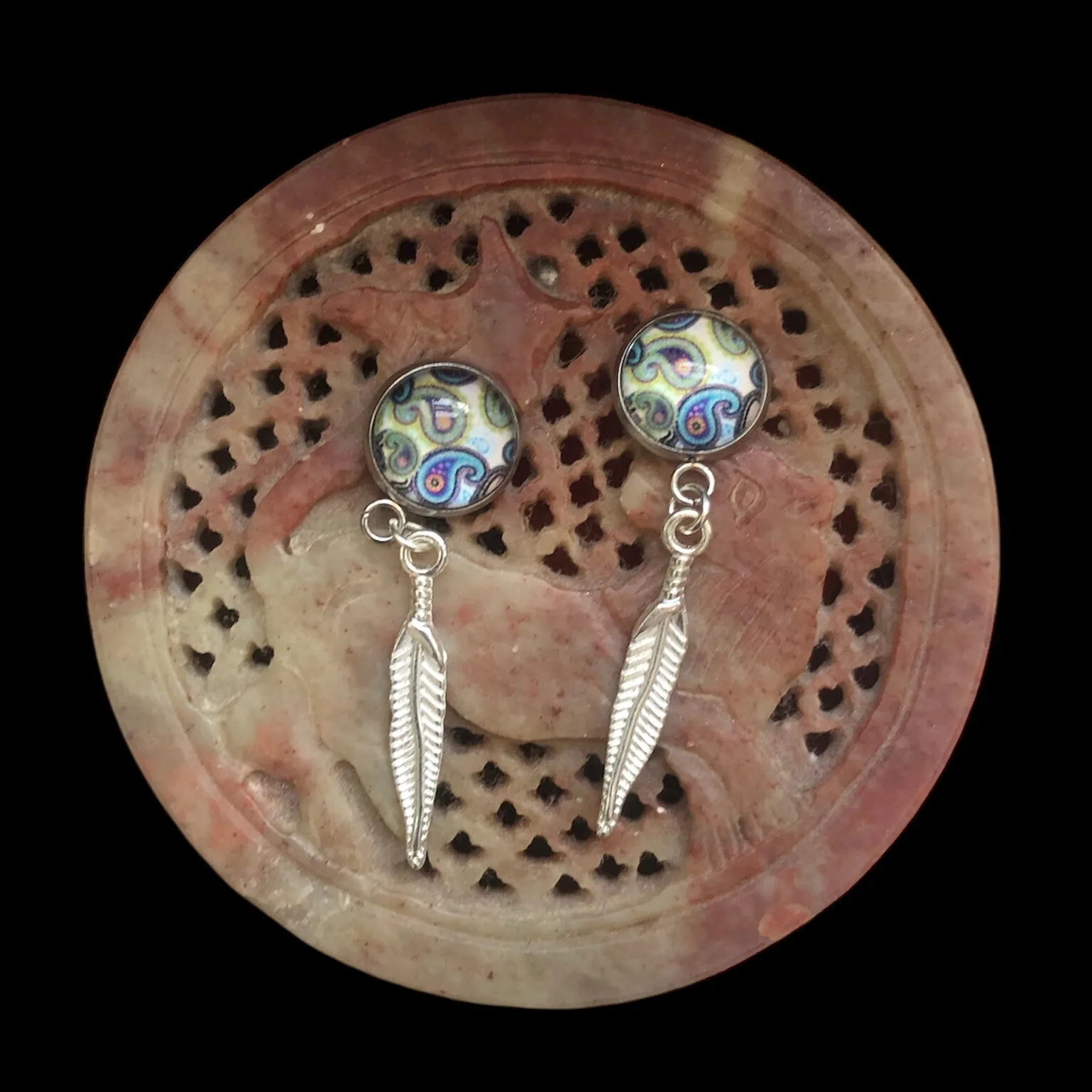 Feathers Silver plated Stud Earrings