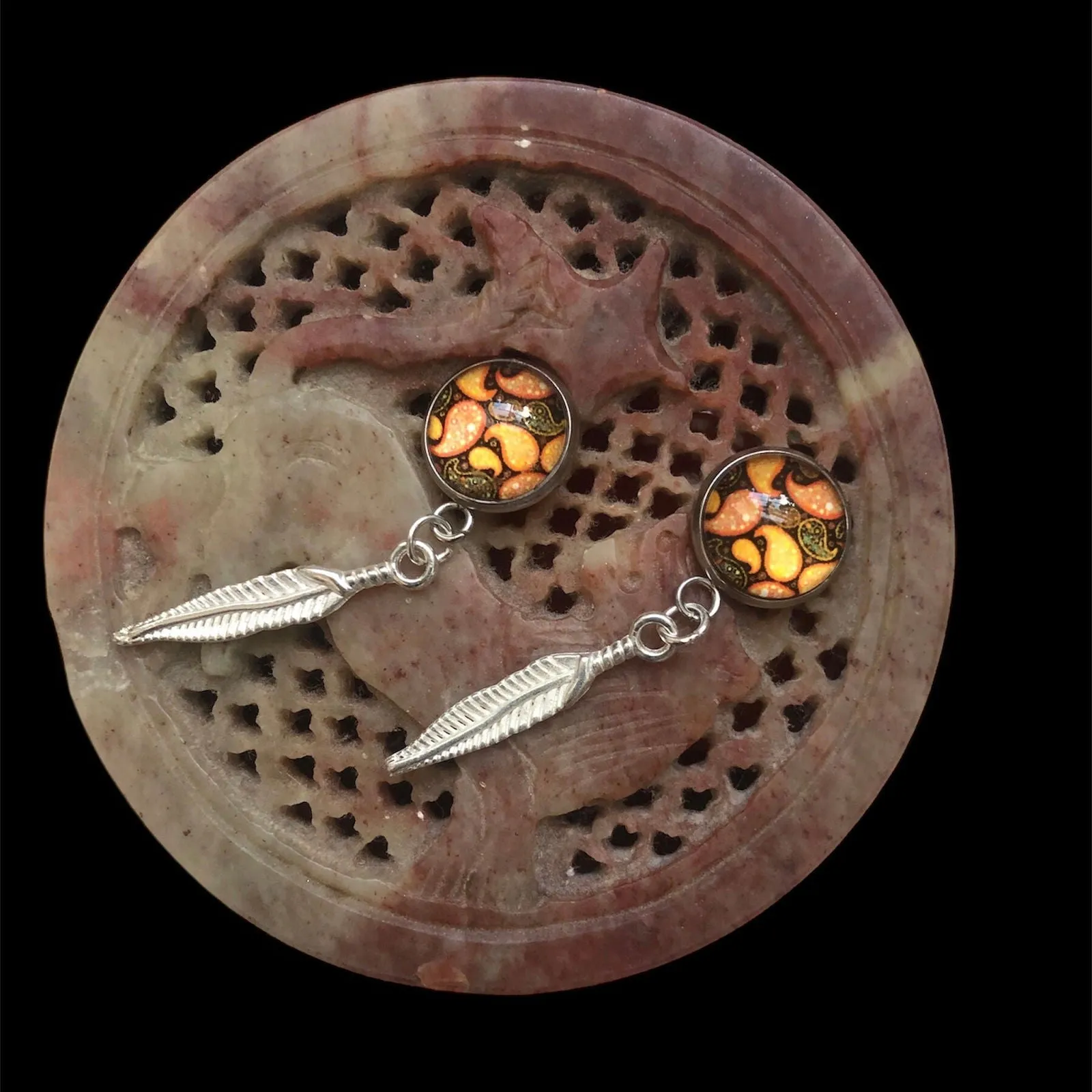 Feathers Silver plated Stud Earrings