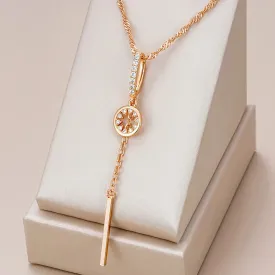 Golden Cascade Tassel Pendant Necklace with Natural Zircon – 585 Gold Color Water Wave Chain for Party & Daily Wear