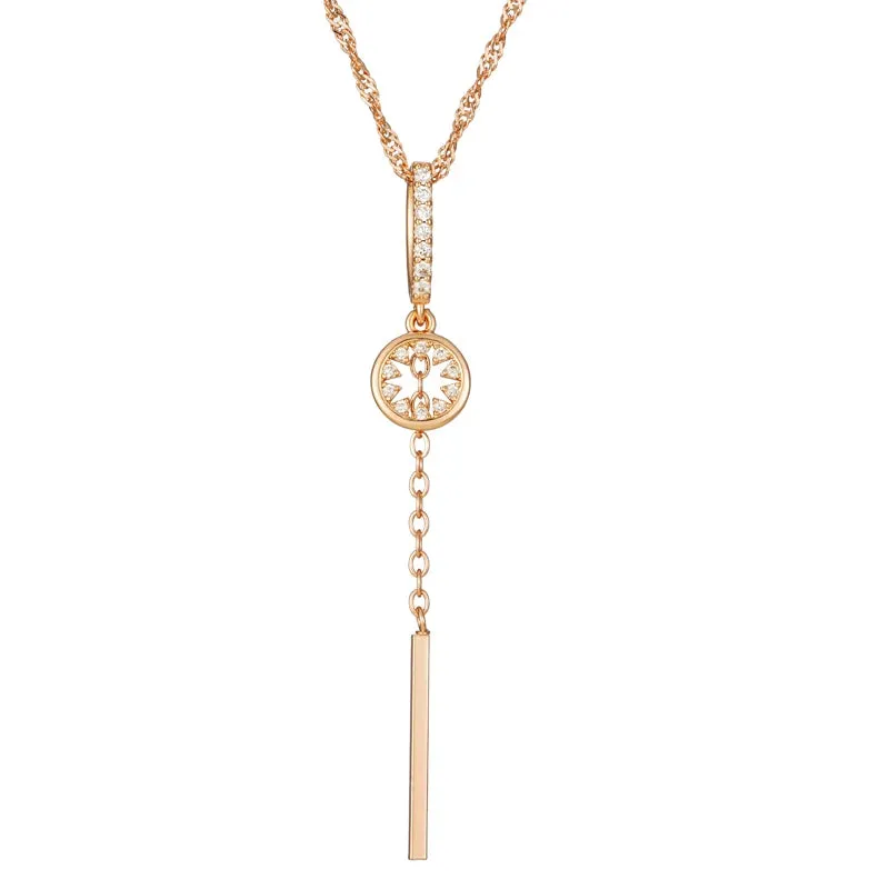 Golden Cascade Tassel Pendant Necklace with Natural Zircon – 585 Gold Color Water Wave Chain for Party & Daily Wear