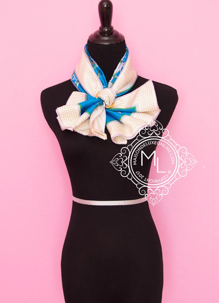 Hermes Blue Twill Silk 90 cm Les Voitures à a Transformation Scarf