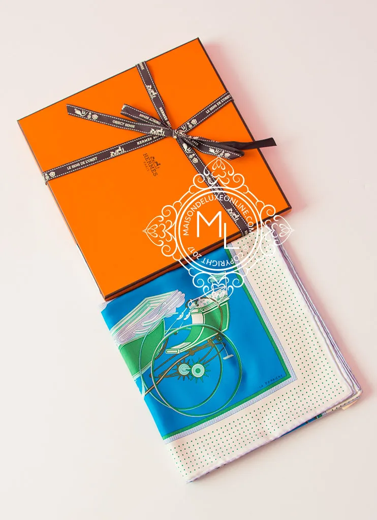 Hermes Blue Twill Silk 90 cm Les Voitures à a Transformation Scarf