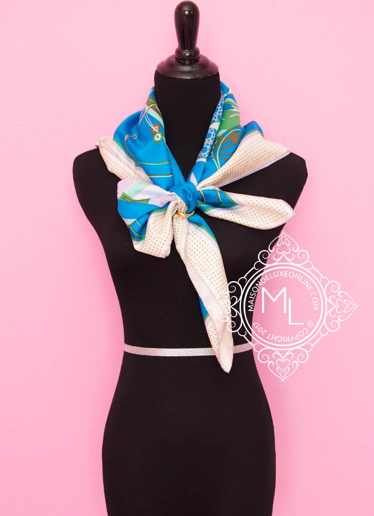 Hermes Blue Twill Silk 90 cm Les Voitures à a Transformation Scarf
