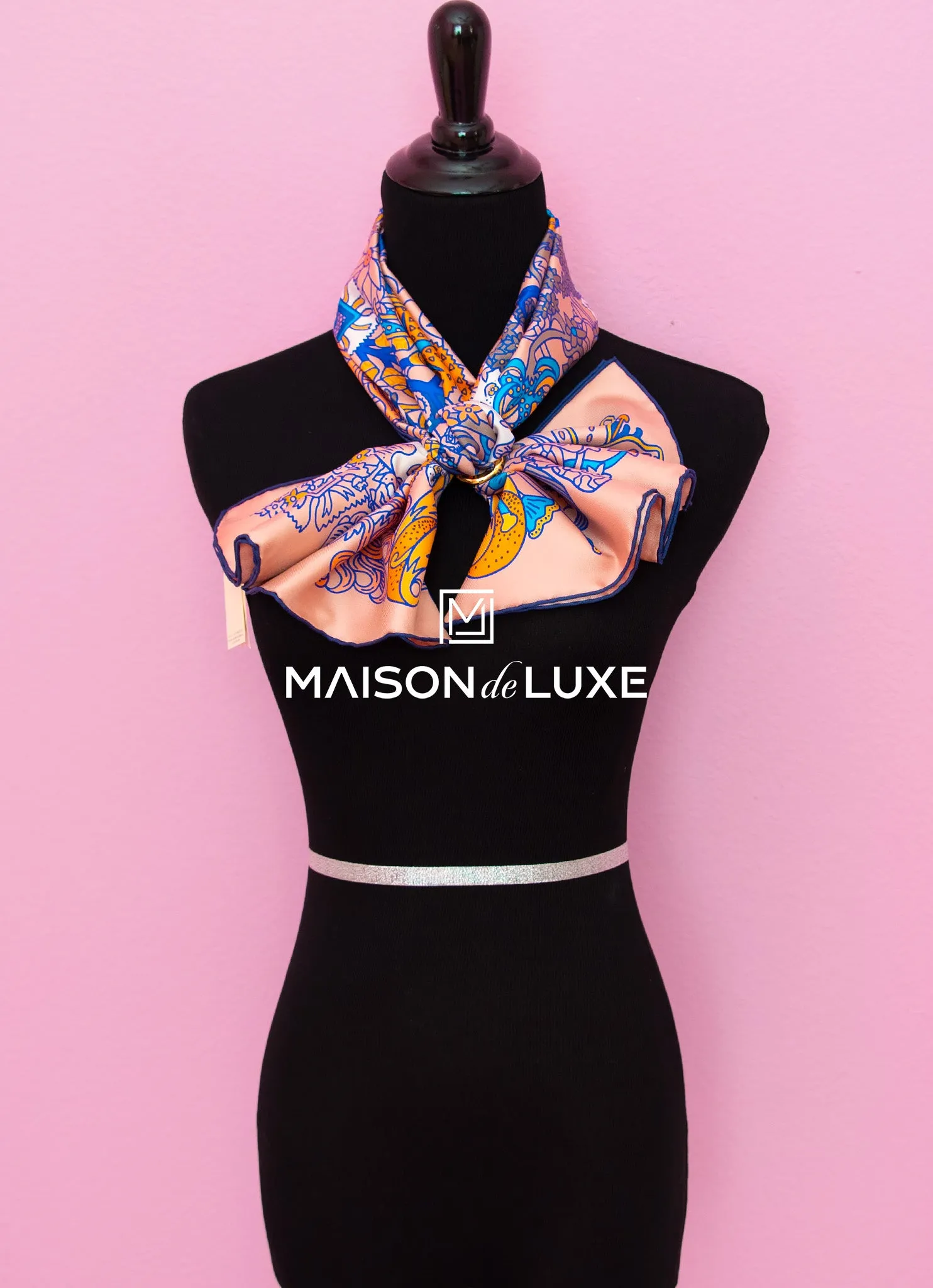 Hermes "Cache-cache Fleuri" Vieux Rose Twill Silk 90 cm Scarf