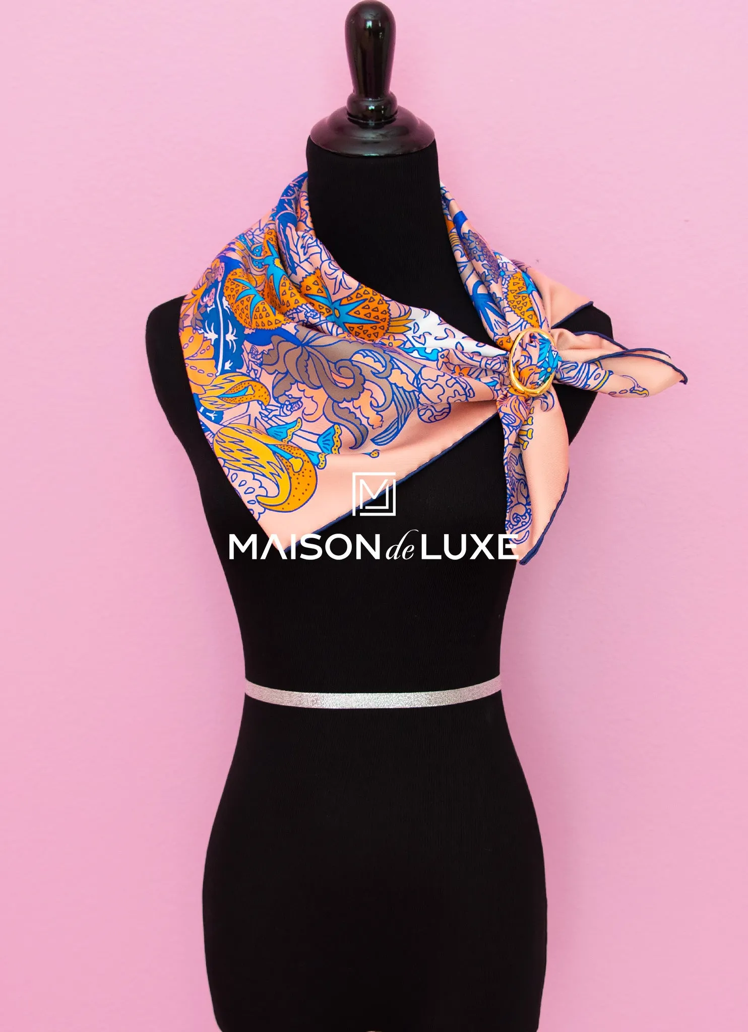 Hermes "Cache-cache Fleuri" Vieux Rose Twill Silk 90 cm Scarf