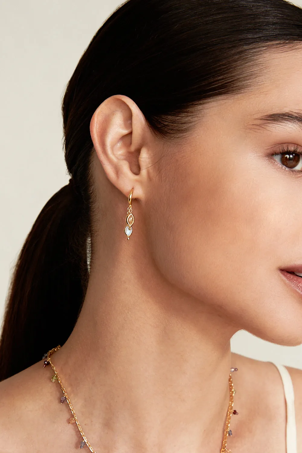 Indira Drop Earrings Moonstone Mix