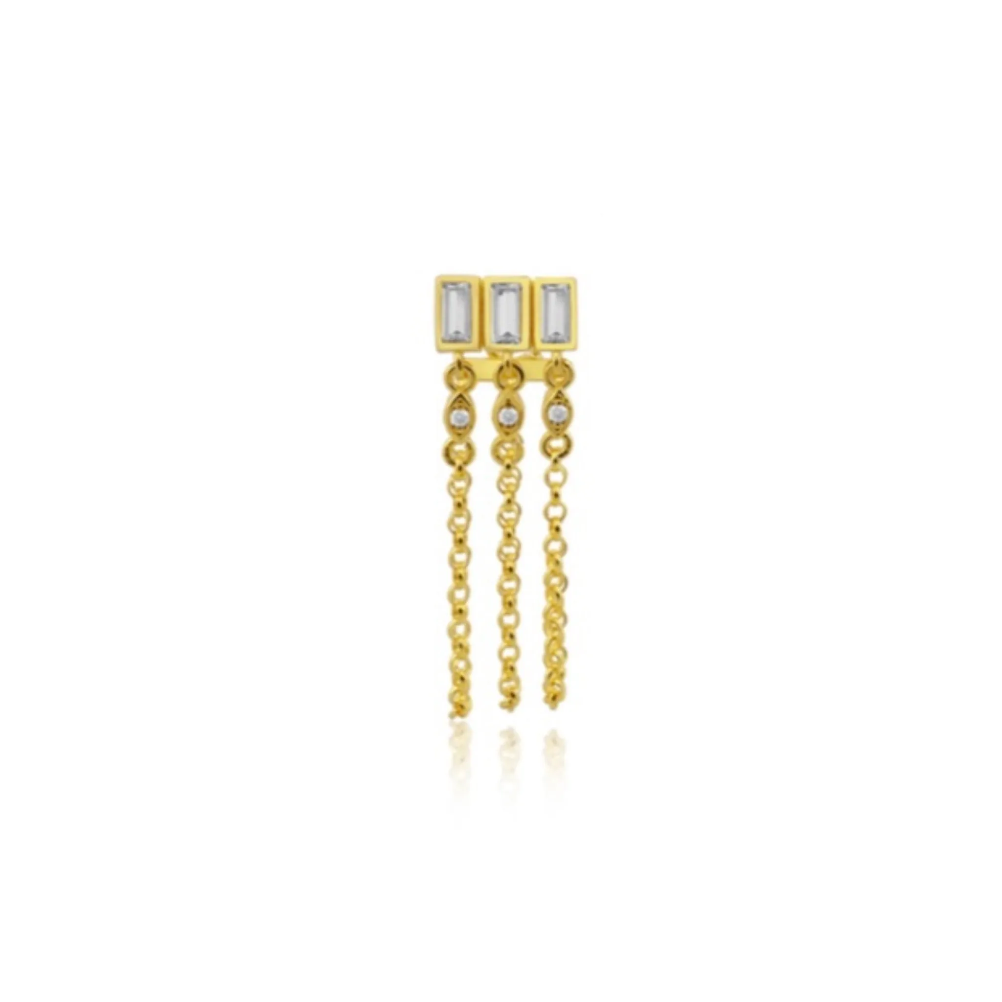Kiki 3 Baguettes Waterfall Stud Earring