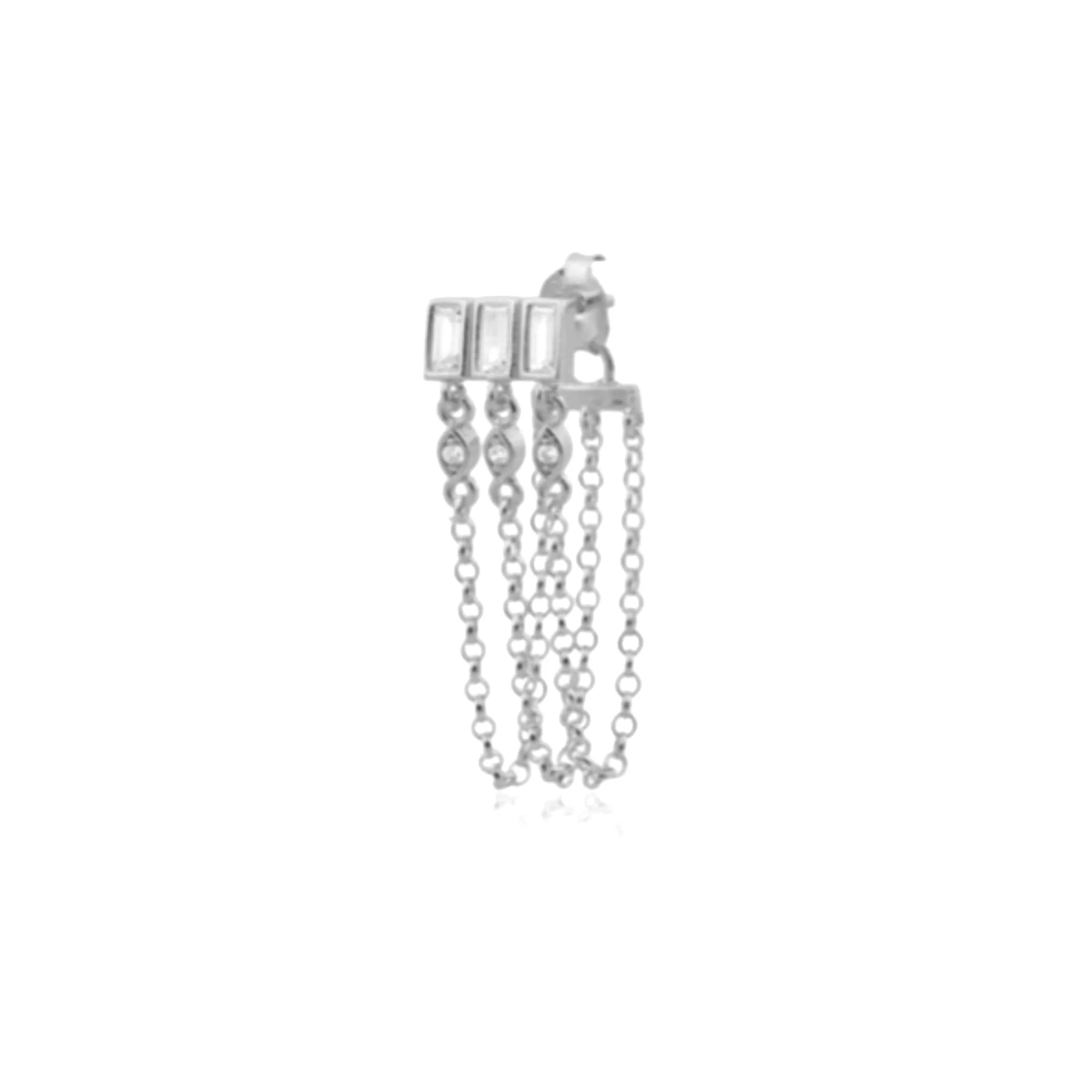 Kiki 3 Baguettes Waterfall Stud Earring