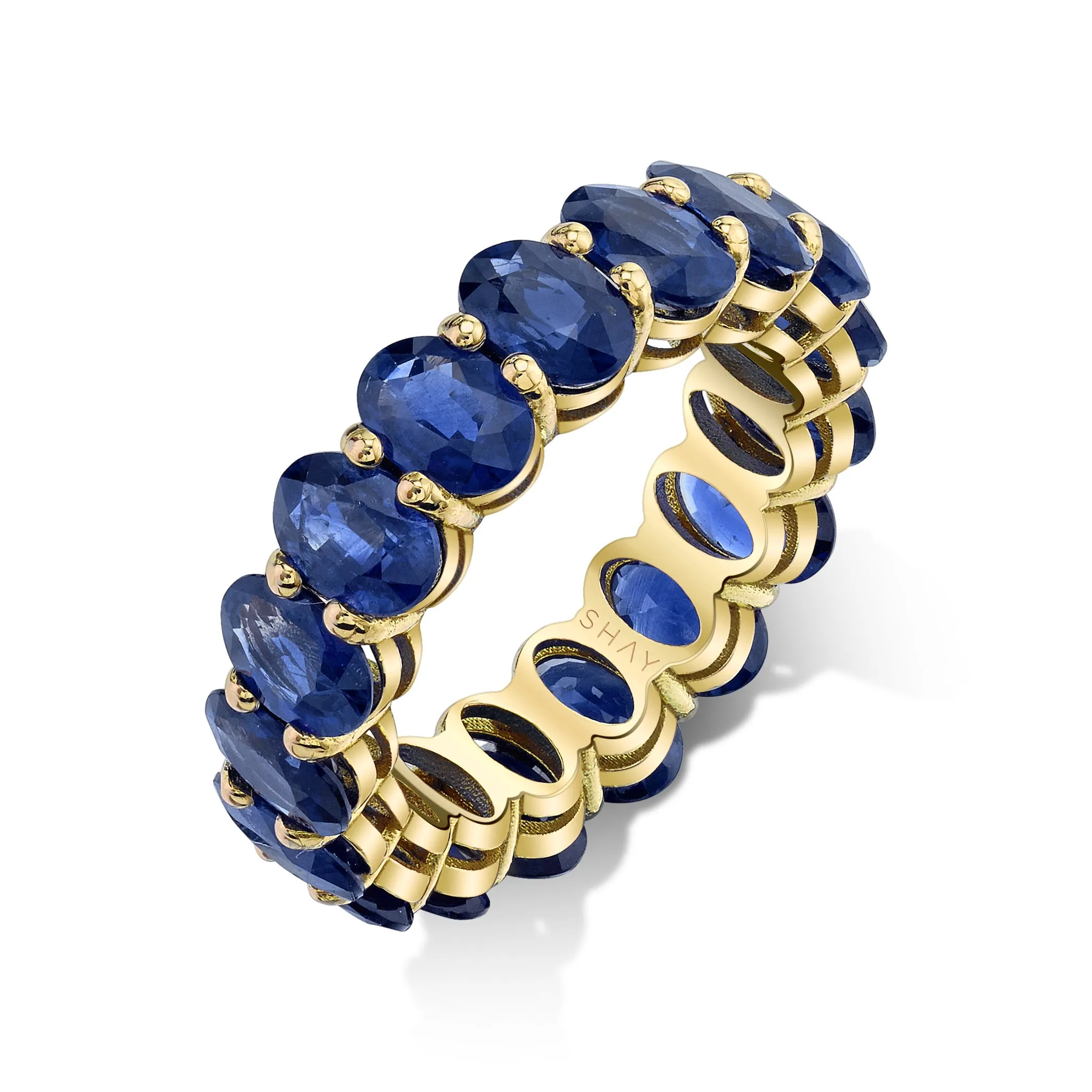 MEN'S BLUE SAPPHIRE OVAL ETERNITY RING