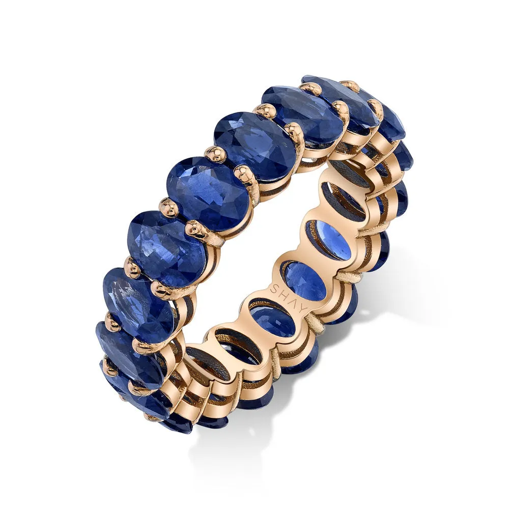 MEN'S BLUE SAPPHIRE OVAL ETERNITY RING