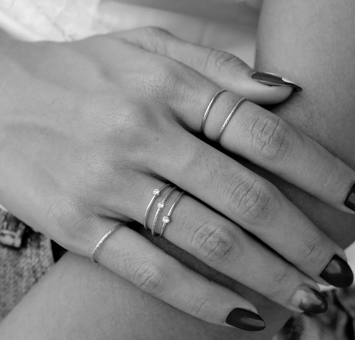 Mini Sparkle Bezel Ring Silver