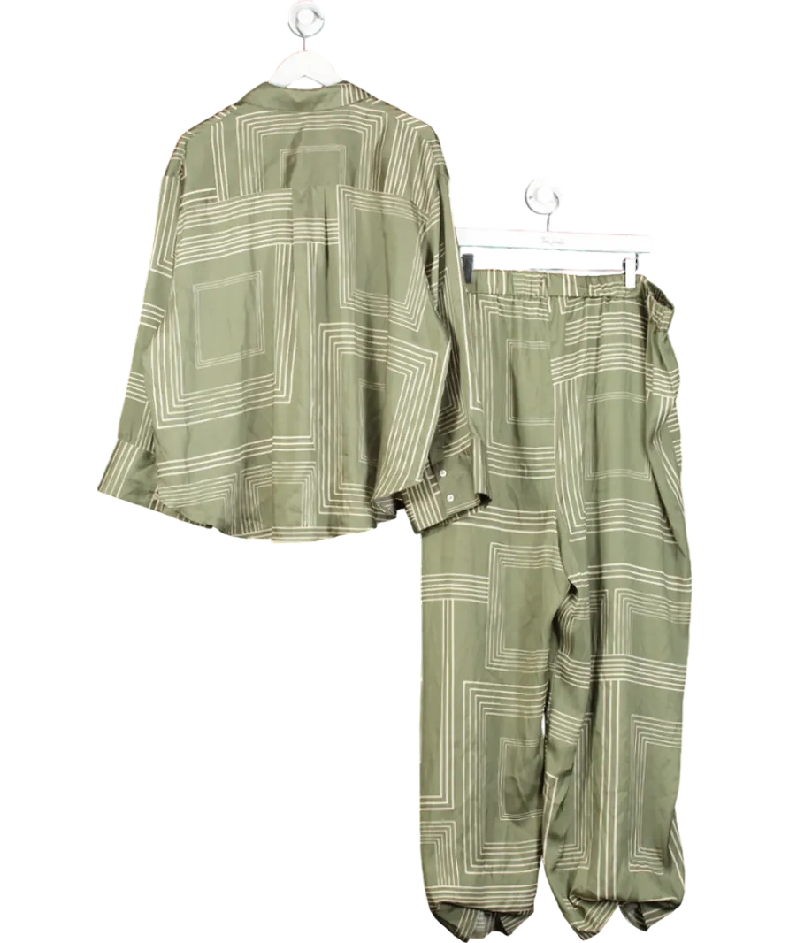 Monsoon Green Anica Print Satin Shirt And UK XL/XXL