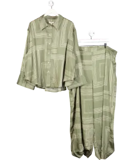 Monsoon Green Anica Print Satin Shirt And UK XL/XXL