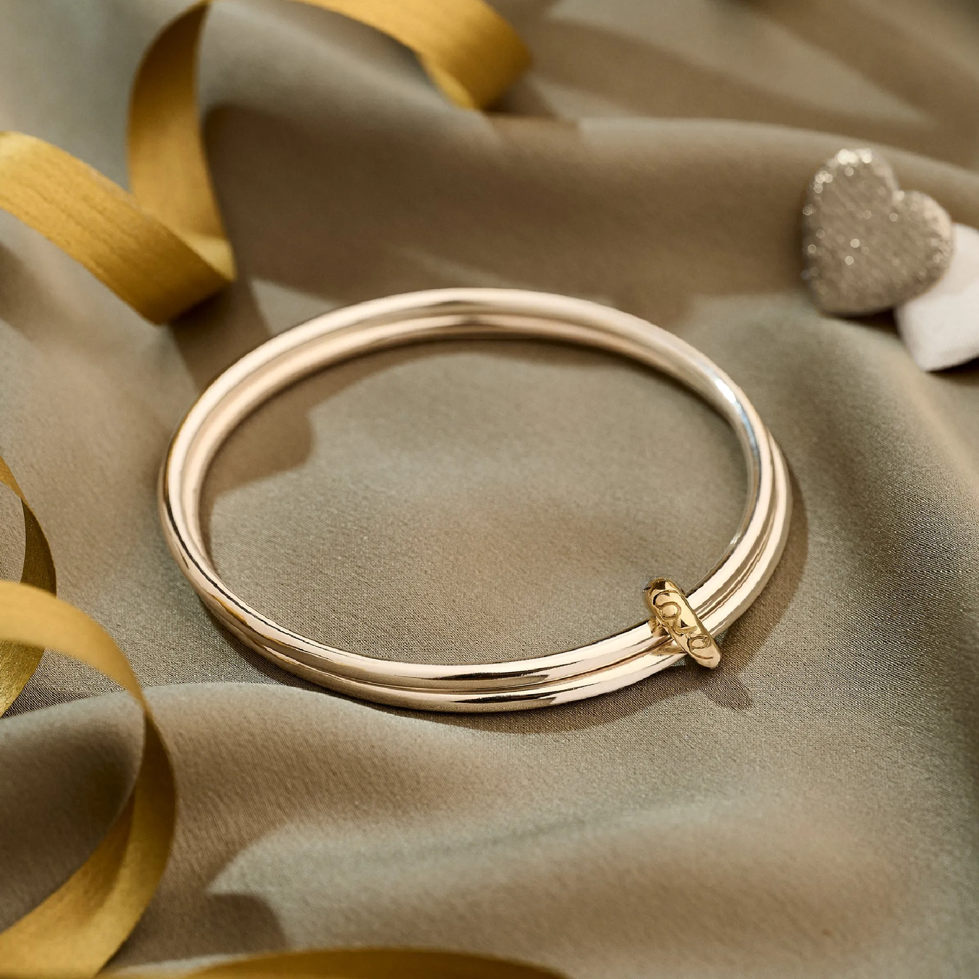 'One Love' Original Silver & Gold Double Bangle