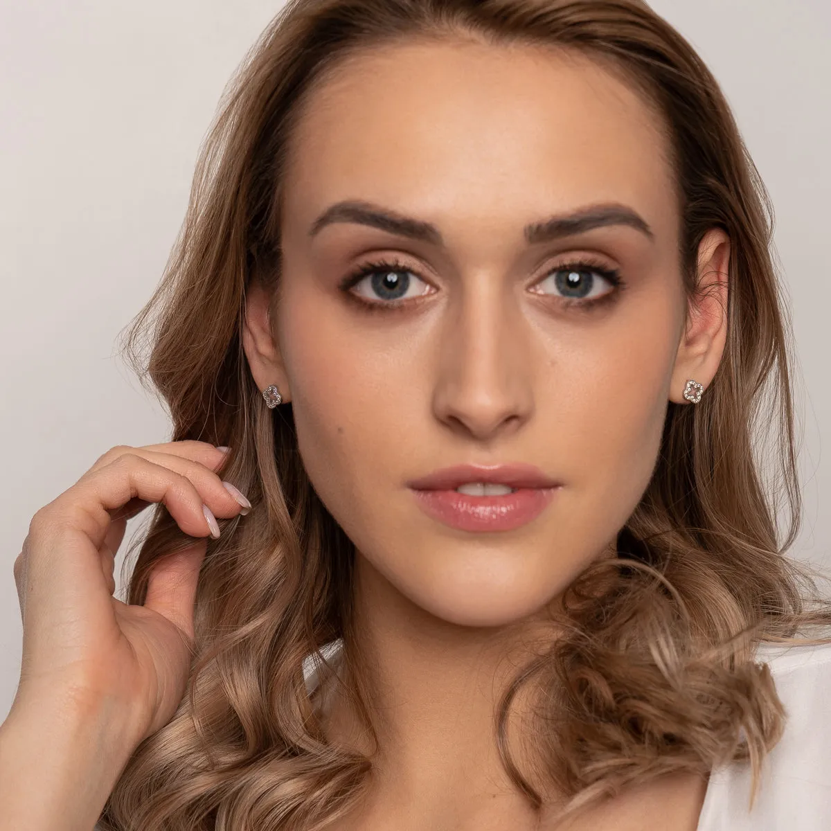 Pave Alhambra Stud Earrings