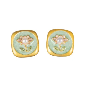 Petal & Pearl Stud Earrings - Regency Era Jewellery