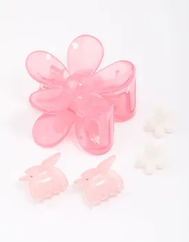 Pink Mixed Daisy Flower Hair Claw Clip 5-Pack