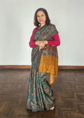Printed twill silk Saree