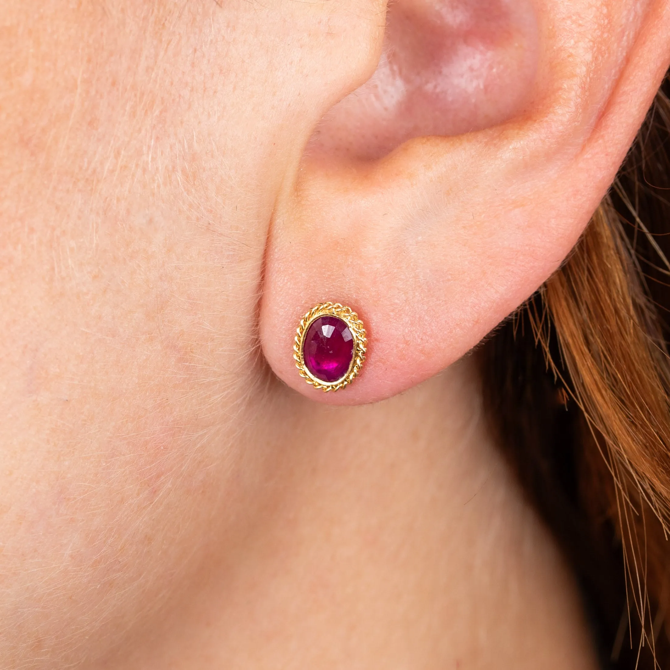 Ruby Oval Stud Earrings