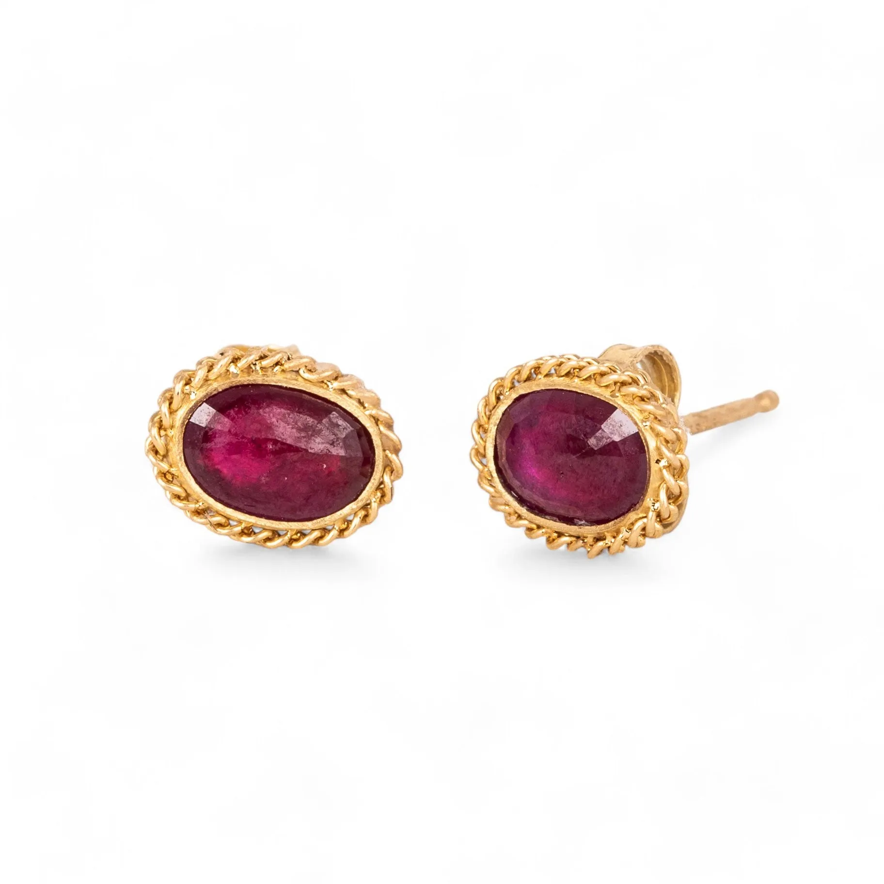 Ruby Oval Stud Earrings