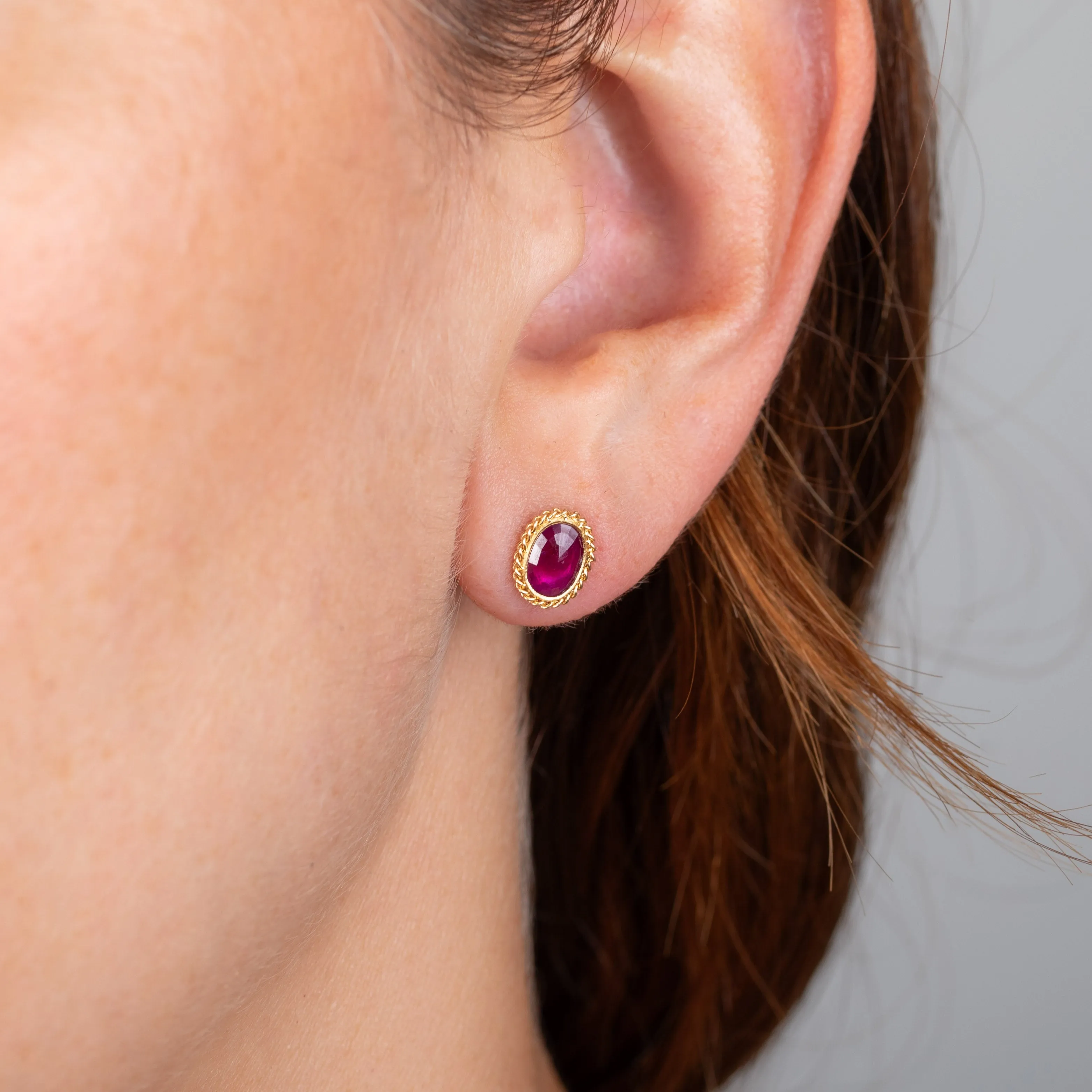 Ruby Oval Stud Earrings