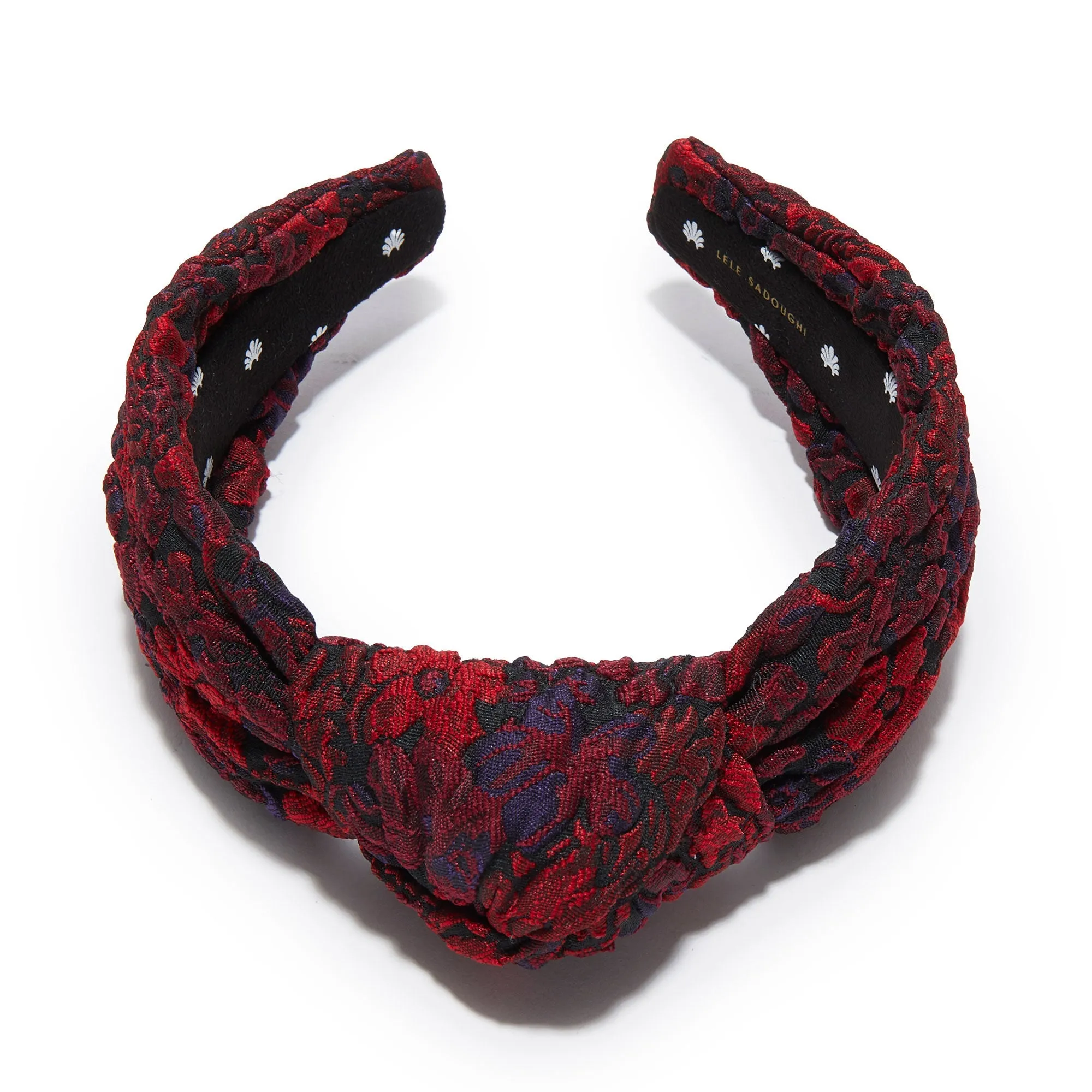 RUST ROSE FLORAL BROCADE KNOTTED HEADBAND