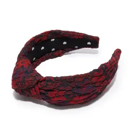 RUST ROSE FLORAL BROCADE KNOTTED HEADBAND