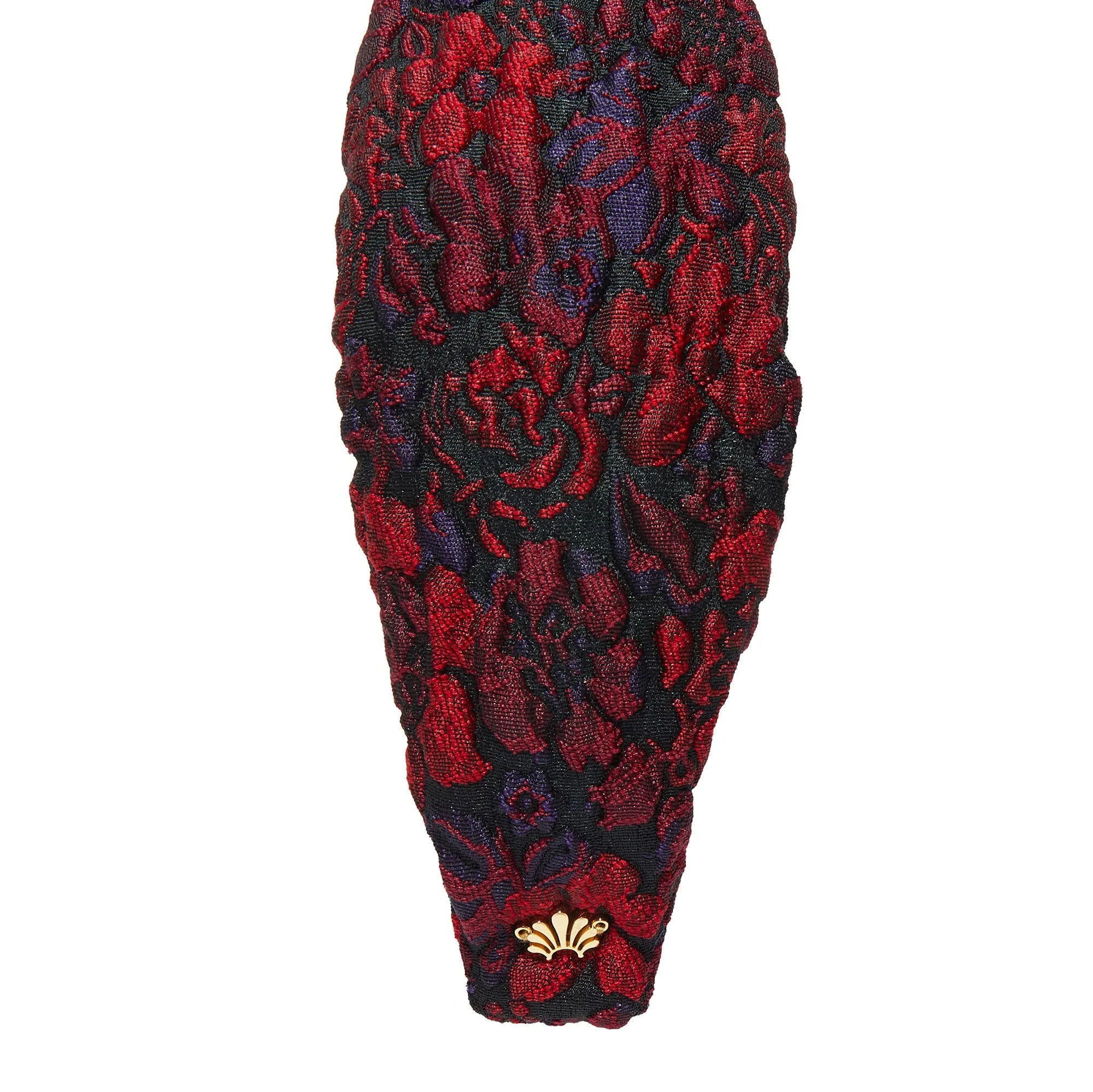 RUST ROSE FLORAL BROCADE KNOTTED HEADBAND