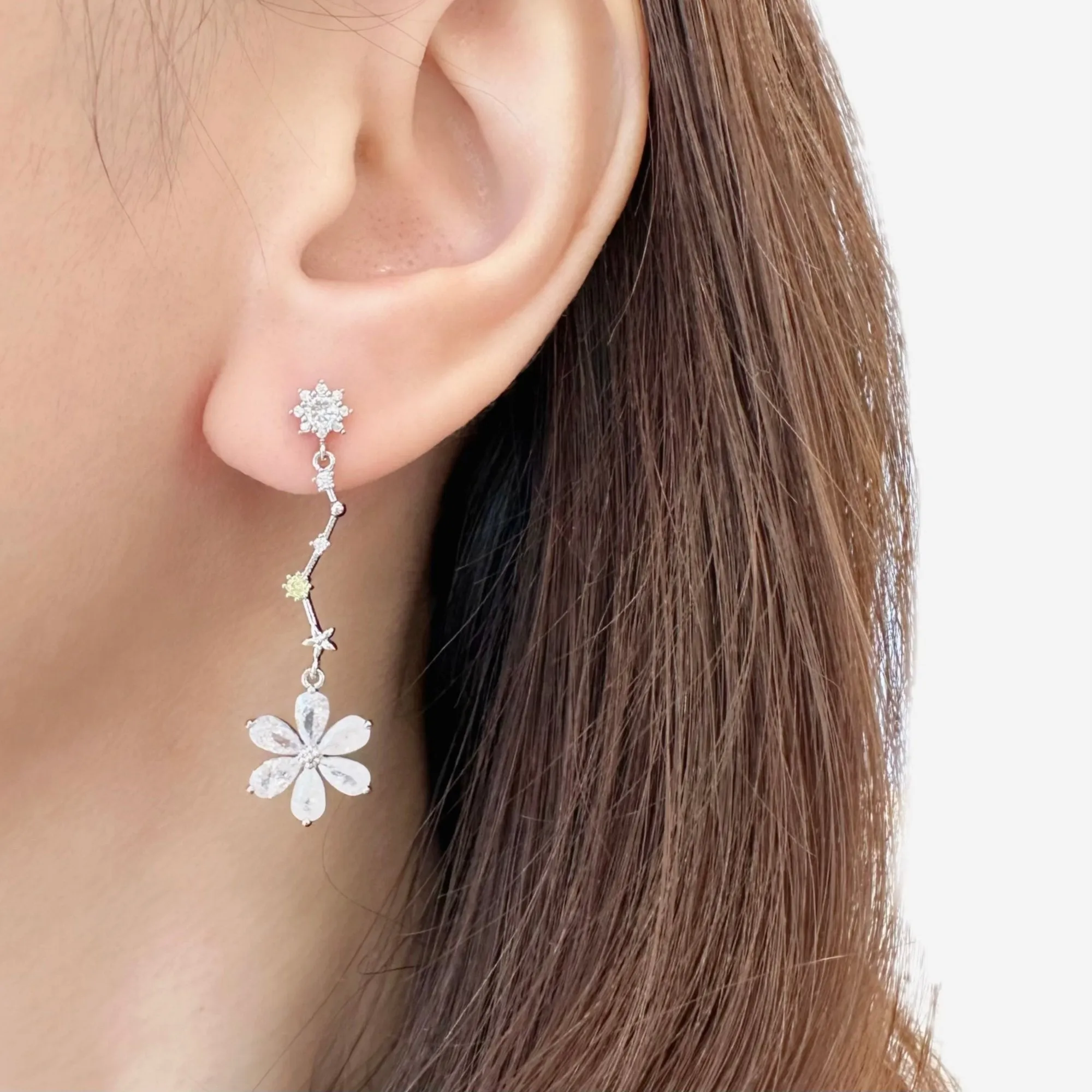 Silver Celestial Blooming Earrings