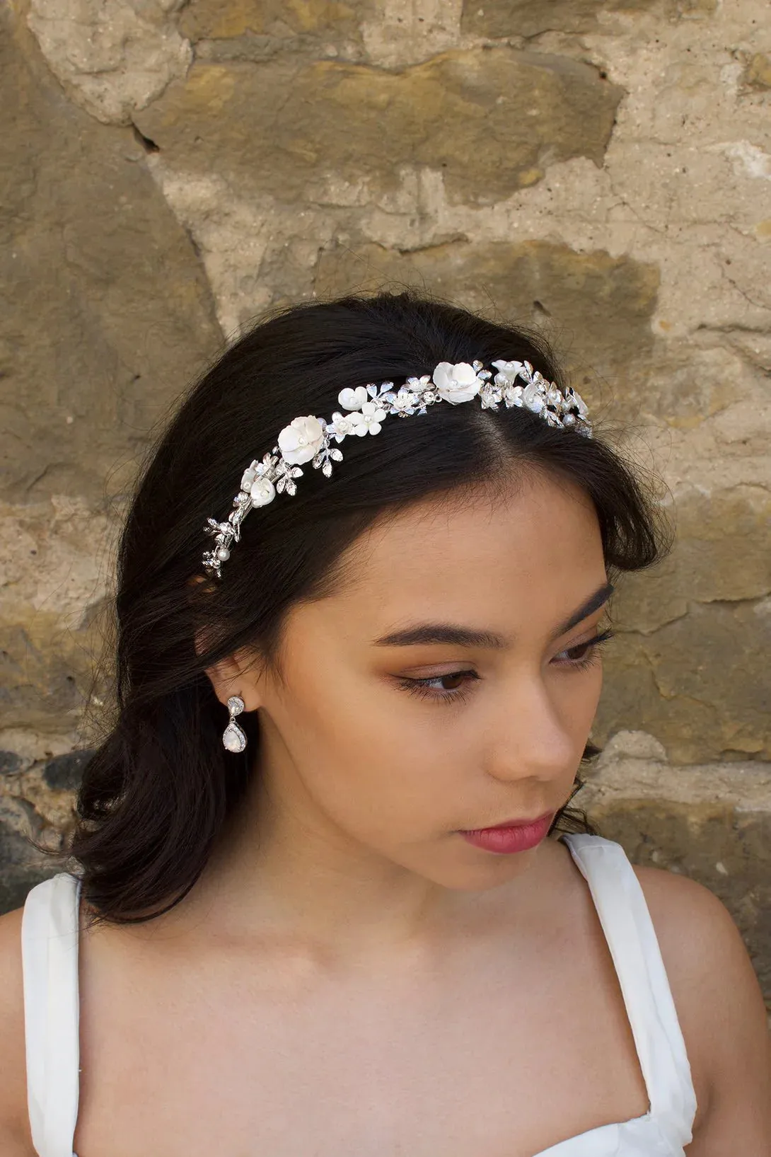 Windsor Bridal Elodie Headband, Silver Floral