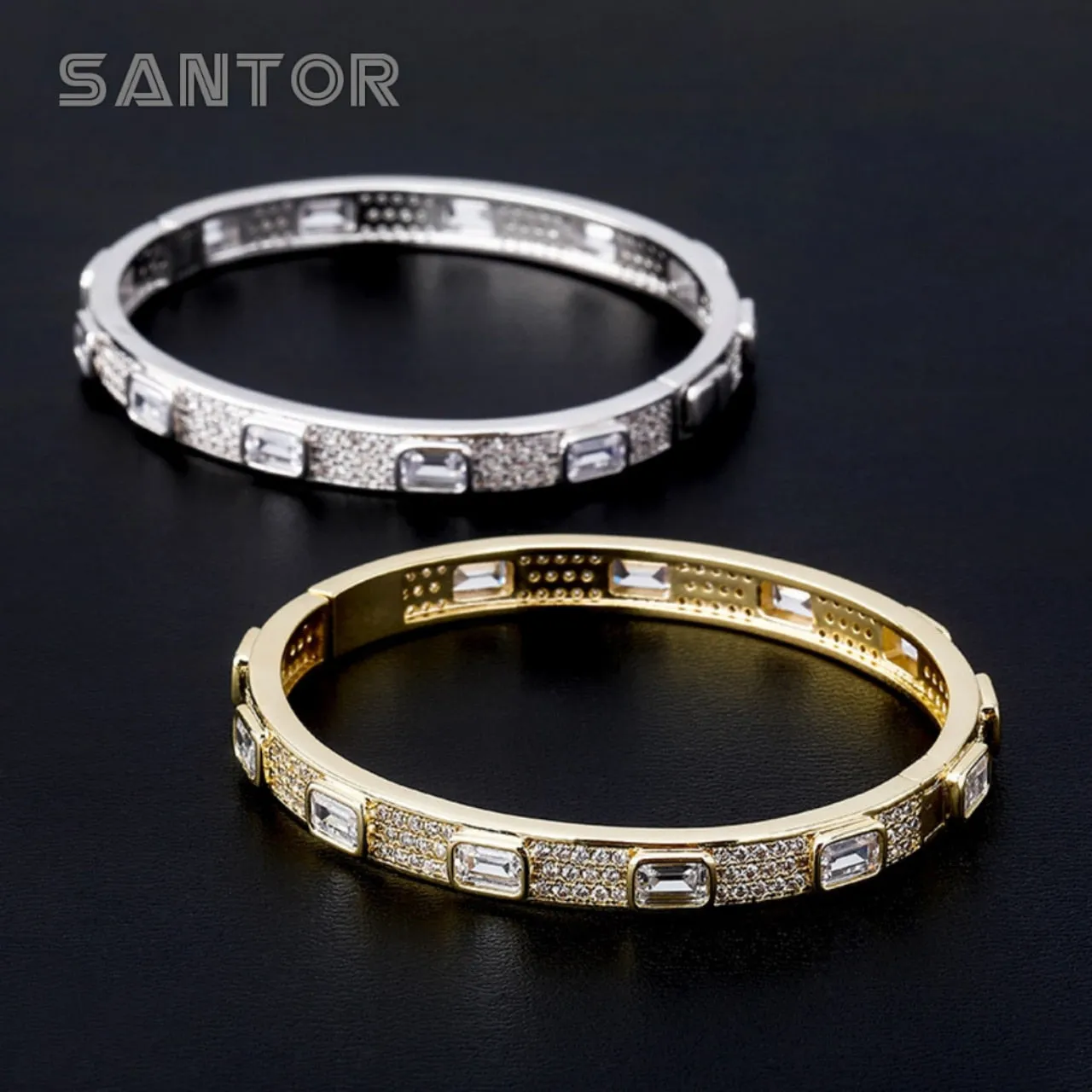 Zircon Cuff Bangle Bracelet