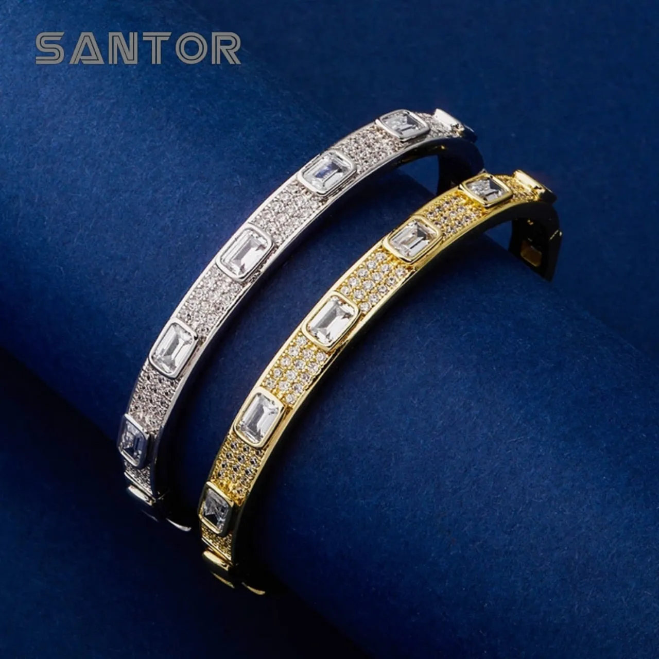 Zircon Cuff Bangle Bracelet